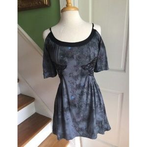 Embroidered Side Zip Cold Shoulder Boho Top